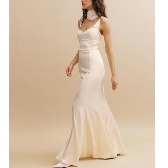 Reformation Ivory Fior Di Latte Payton Satin Dress 4 NEW Sweetheart Wedding